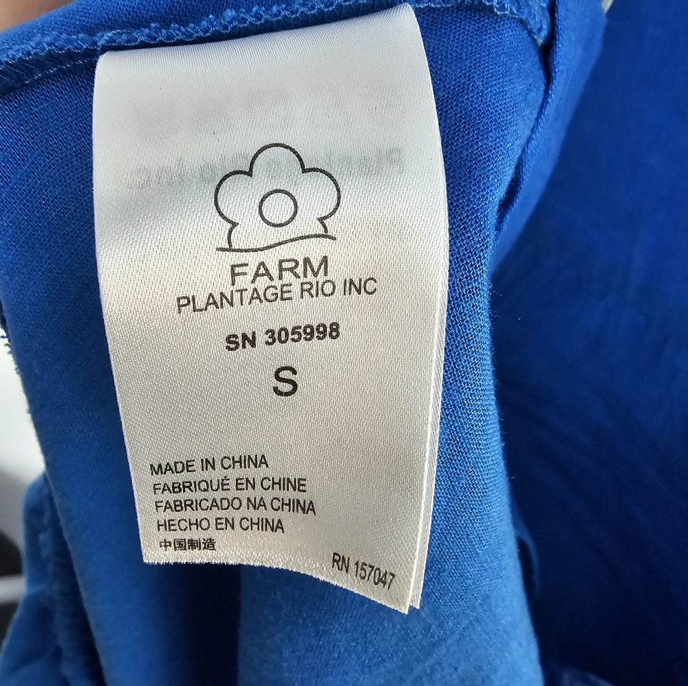 Farm Rio Knotted Linen Blue Midi Dress Size Small - Picture 7 of 8